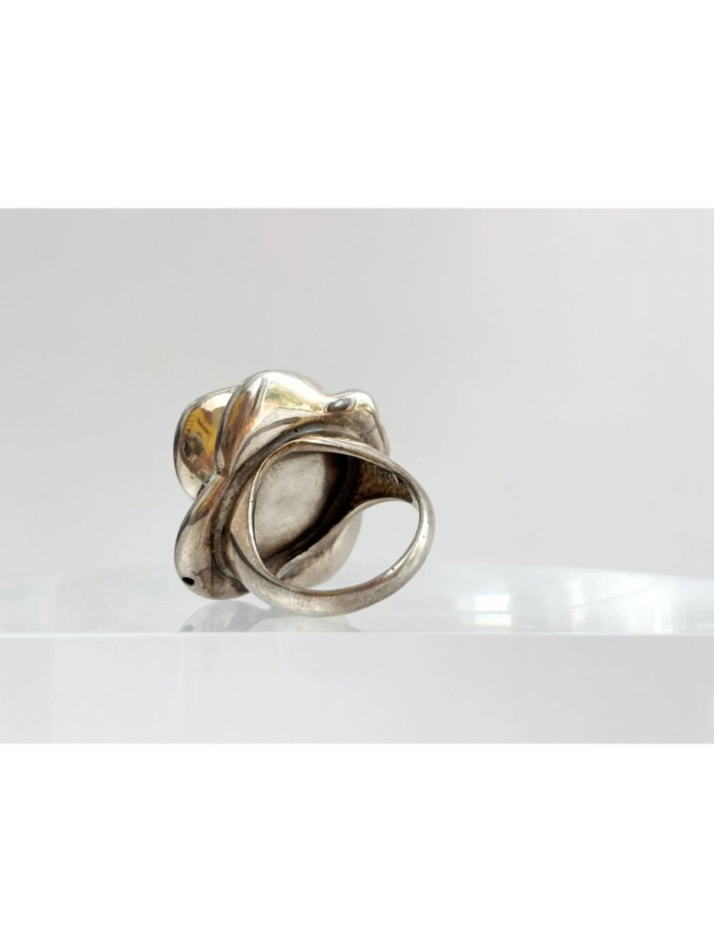 Blooming Rose Floral Beautiful Jumbo Sterling Silver 925 Vintage Ring - sz 7 - Picture 7 of 16